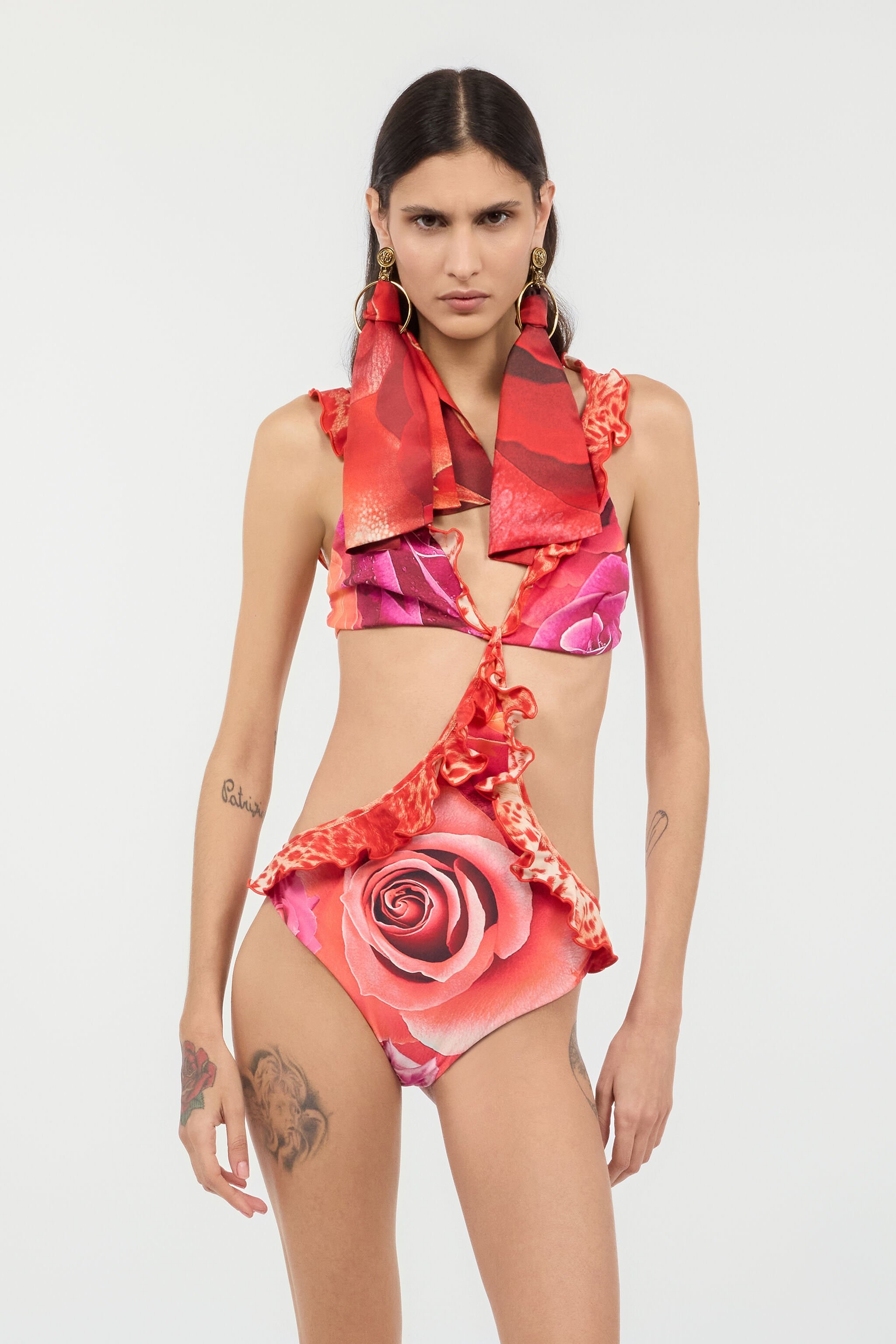 Garden Rose And Cheetah Skin Trikini - 3
