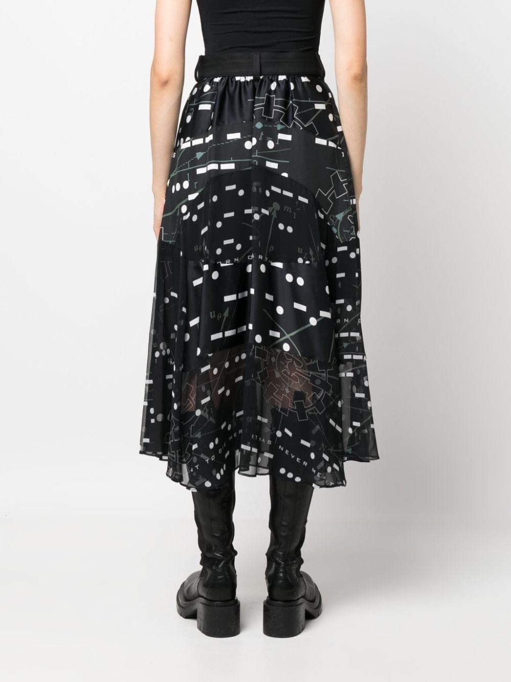 graphic-print belted midi skirt - 4