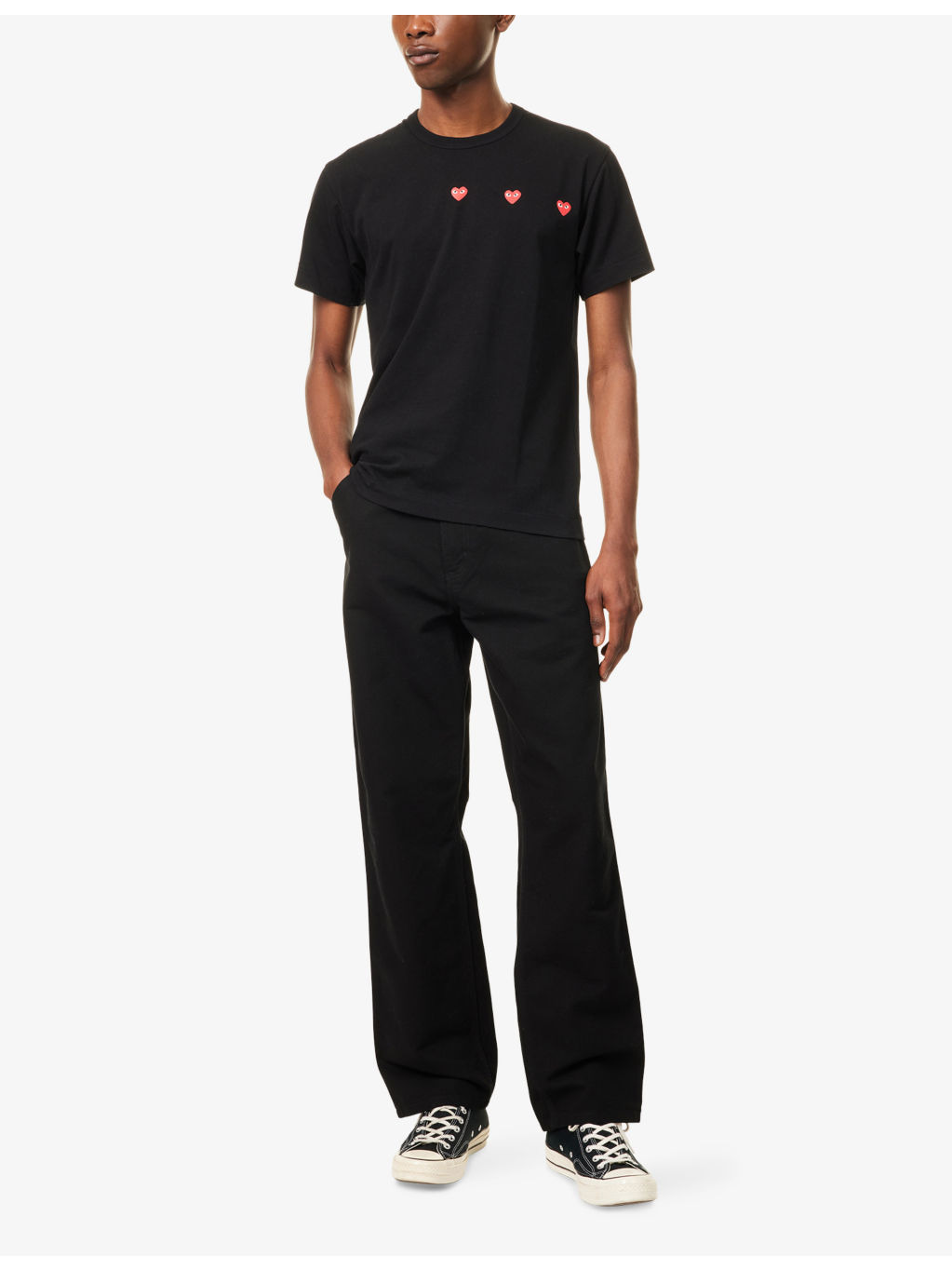 Triple Heart Graphic-Print Crewneck Cotton T-Shirt - 2