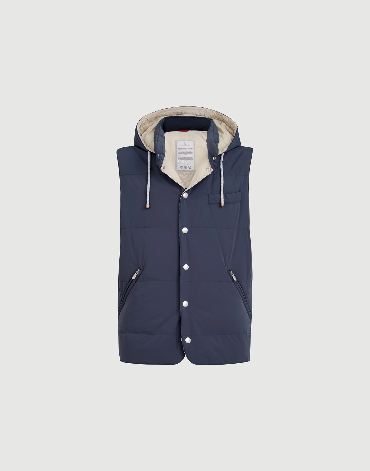 Bonded nylon down vest with detachable hood - 1