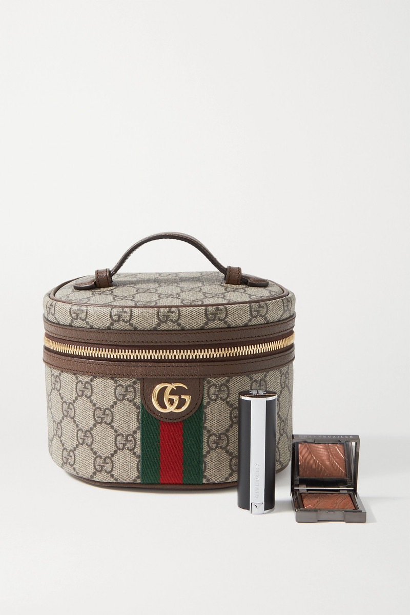 GUCCI Ophidia textured leather-trimmed printed coated-canvas cosmetics case outlook