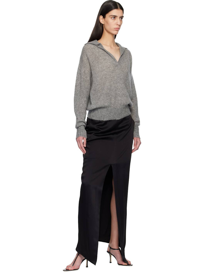 TOM FORD Gray Ultrasoft Cashmere Silk Oversized Open Polo outlook
