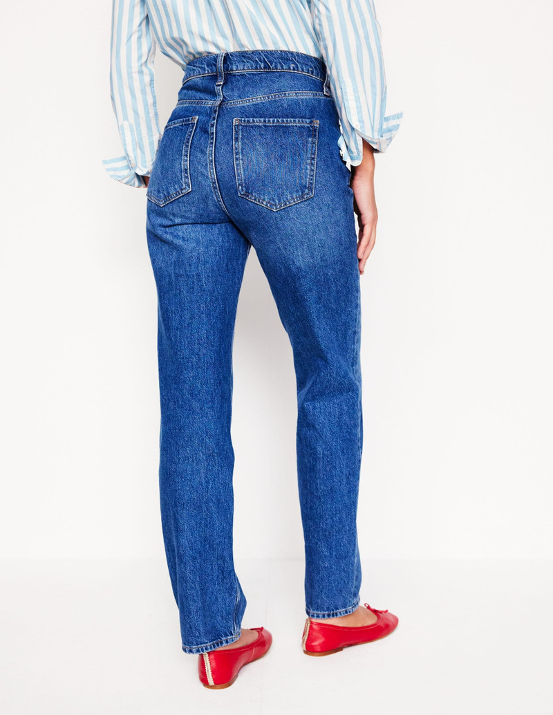 High Rise Straight Leg Jeans-Mid Vintage 4