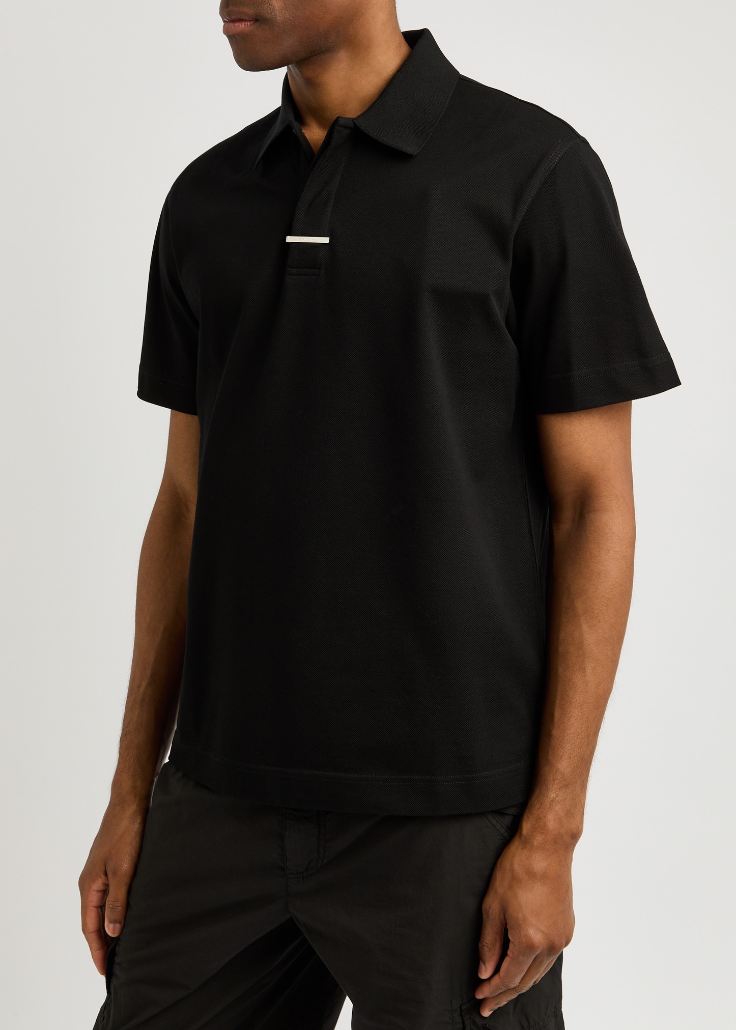 Bar-embellished piqué cotton polo shirt - 2