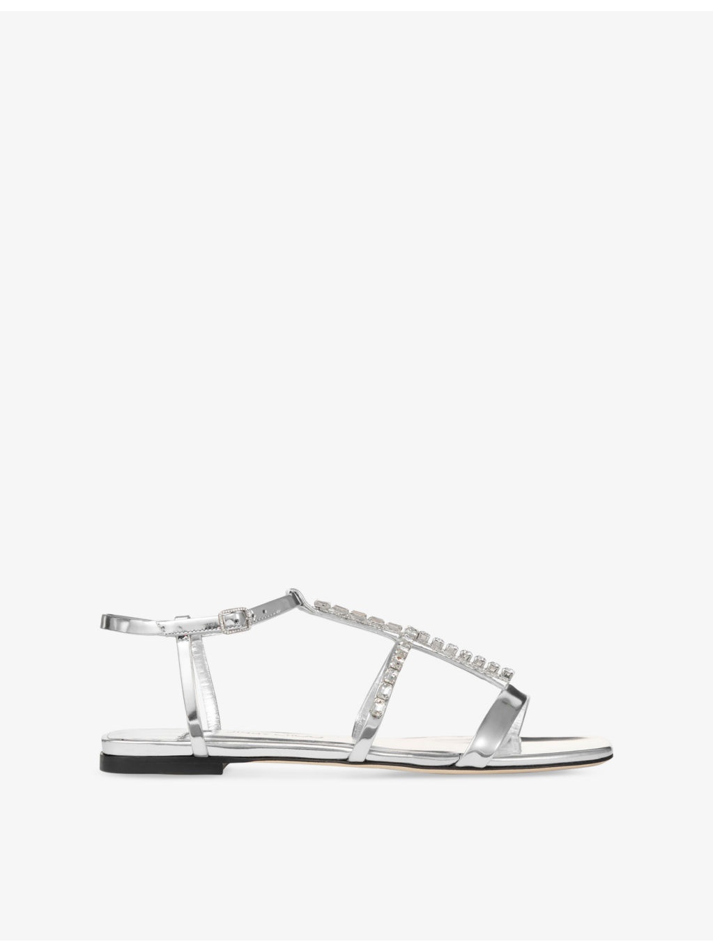 Gwyn Crystal-Embellished Flat Leather Sandals - 1