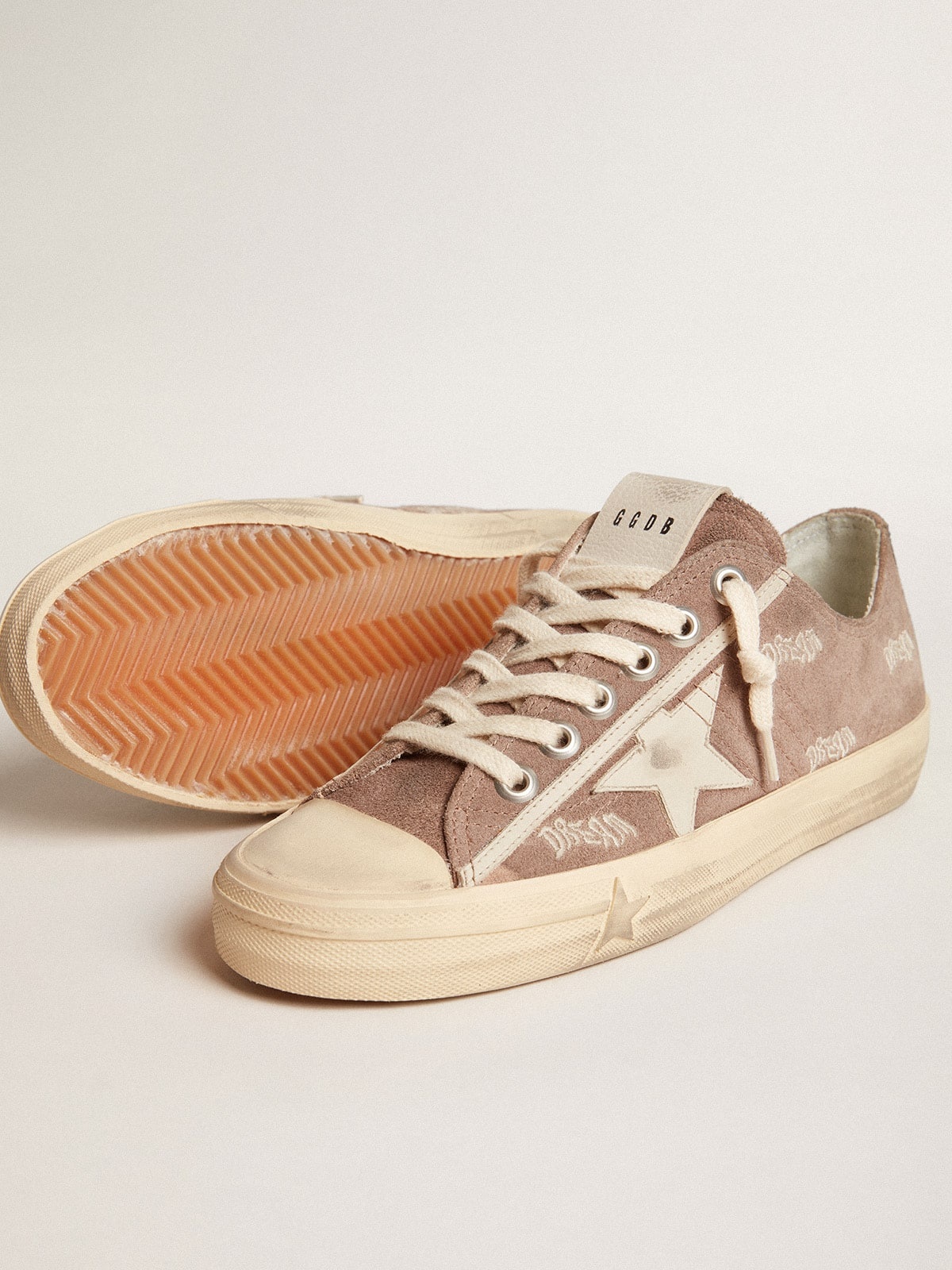 Women's V-Star in dove-gray suede with light gray leather star - 3