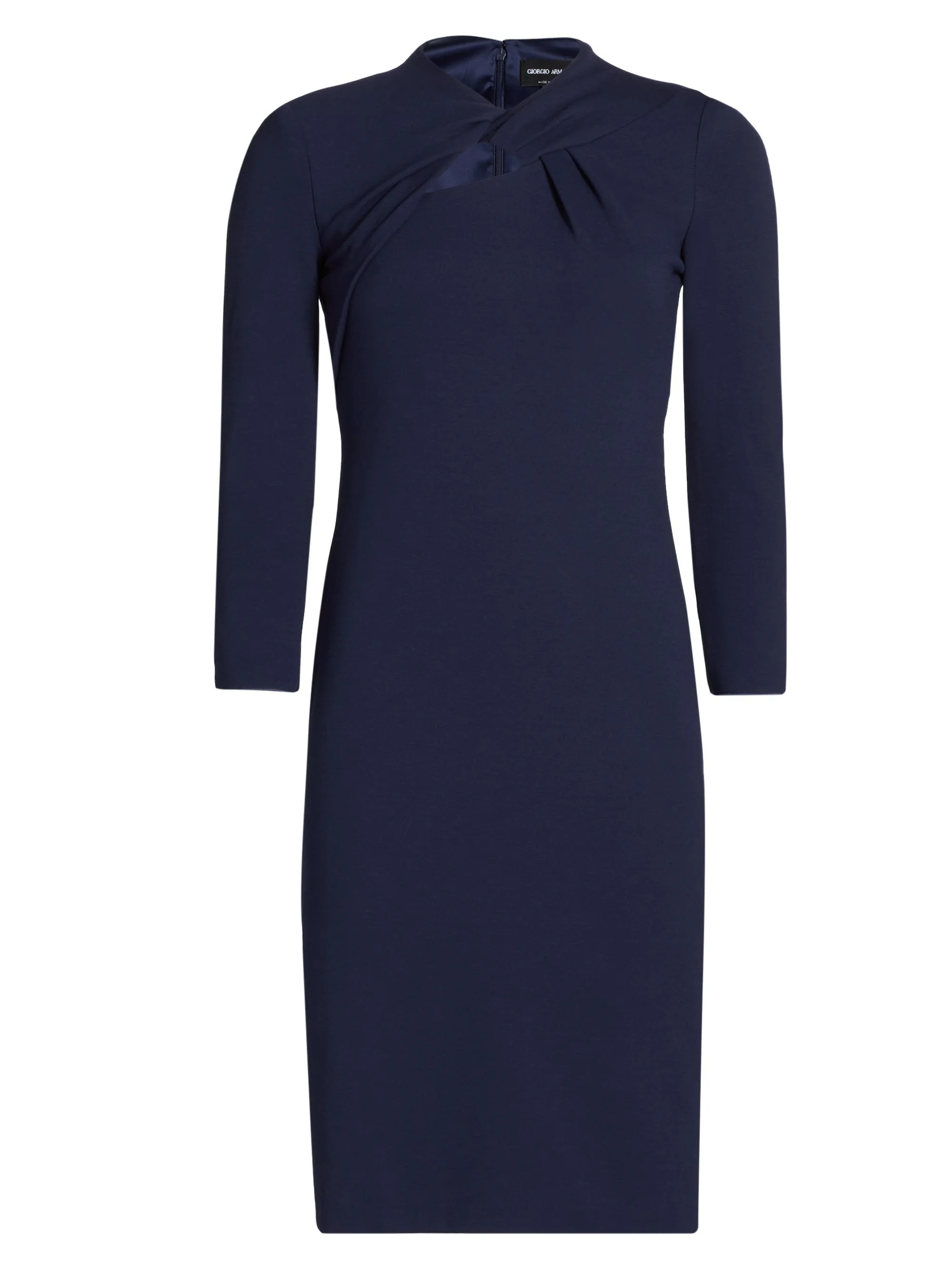 Women's Twist Neck Jersey Dress - Dark Blue - 1