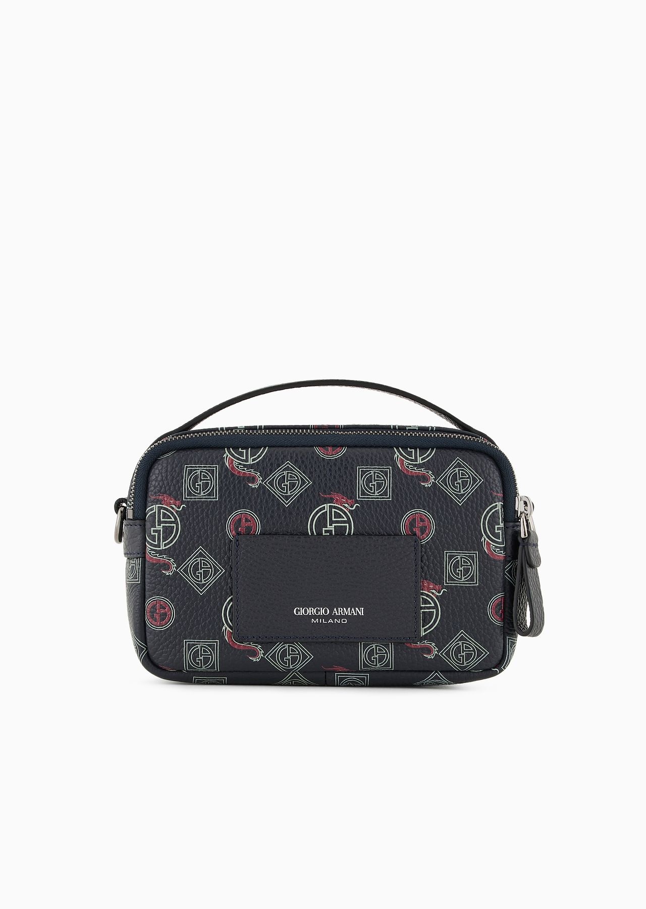Mini leather crossbody bag with all-over monogram - 1