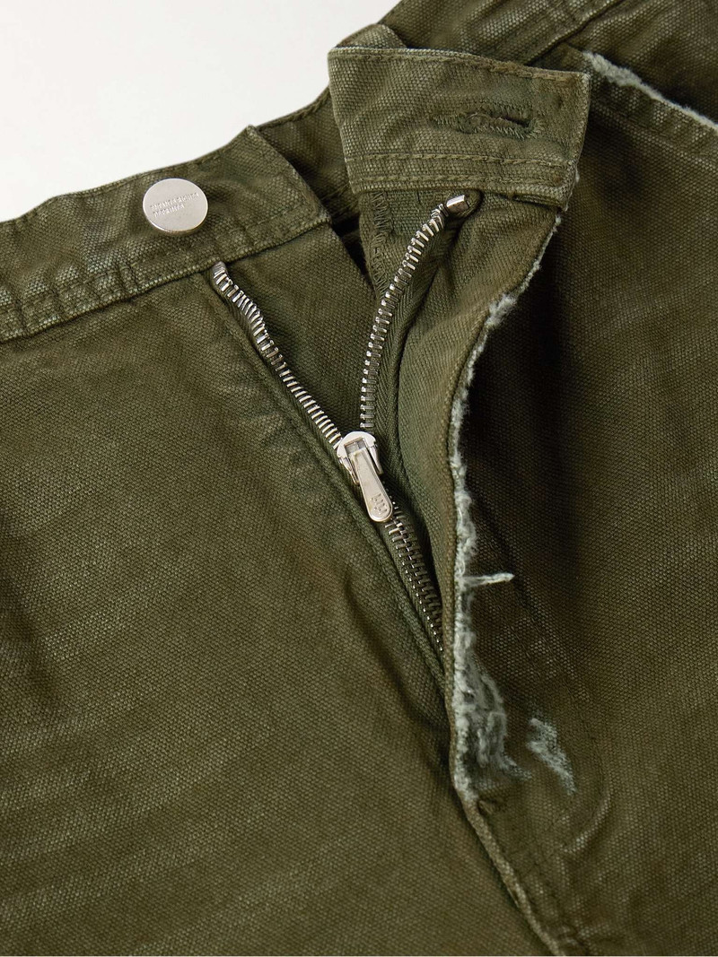 Straight-Leg Distressed Cotton-Canvas Trousers 3