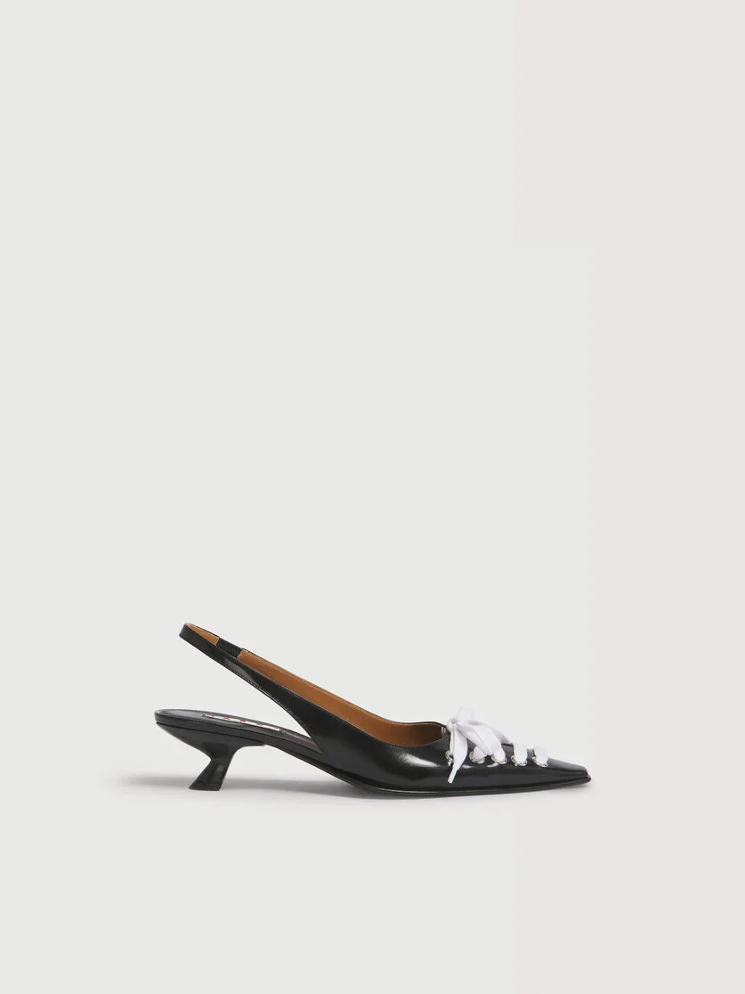 BLACK LEATHER KAT SLINGBACK - 1