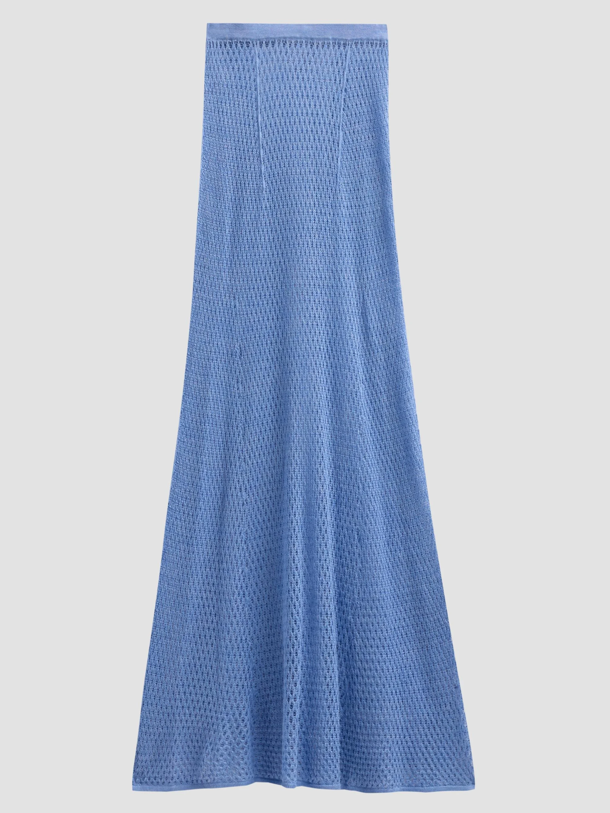 Women's Silk Crochet Maxi Skirt - Bleu Barbeau - 1