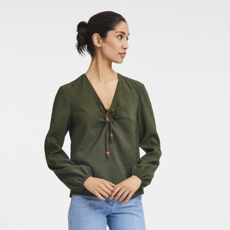 Longchamp Blouse Khaki - Crepe outlook