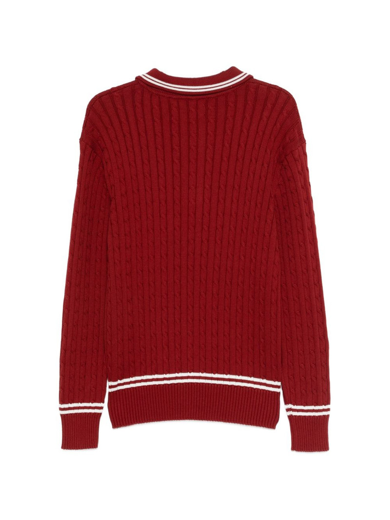Baracuta cable-knit striped polo shirt outlook