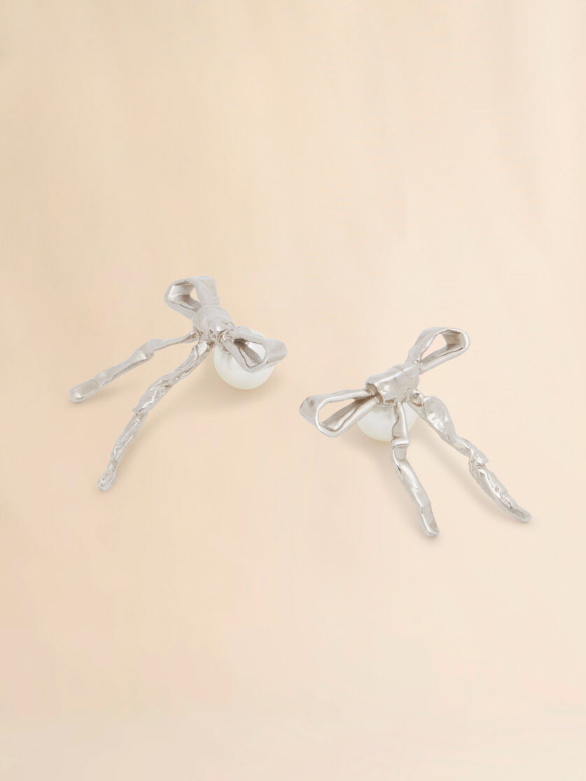SILVER BOW STUD EARRINGS - 3