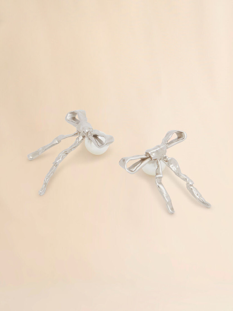 SILVER BOW STUD EARRINGS 3