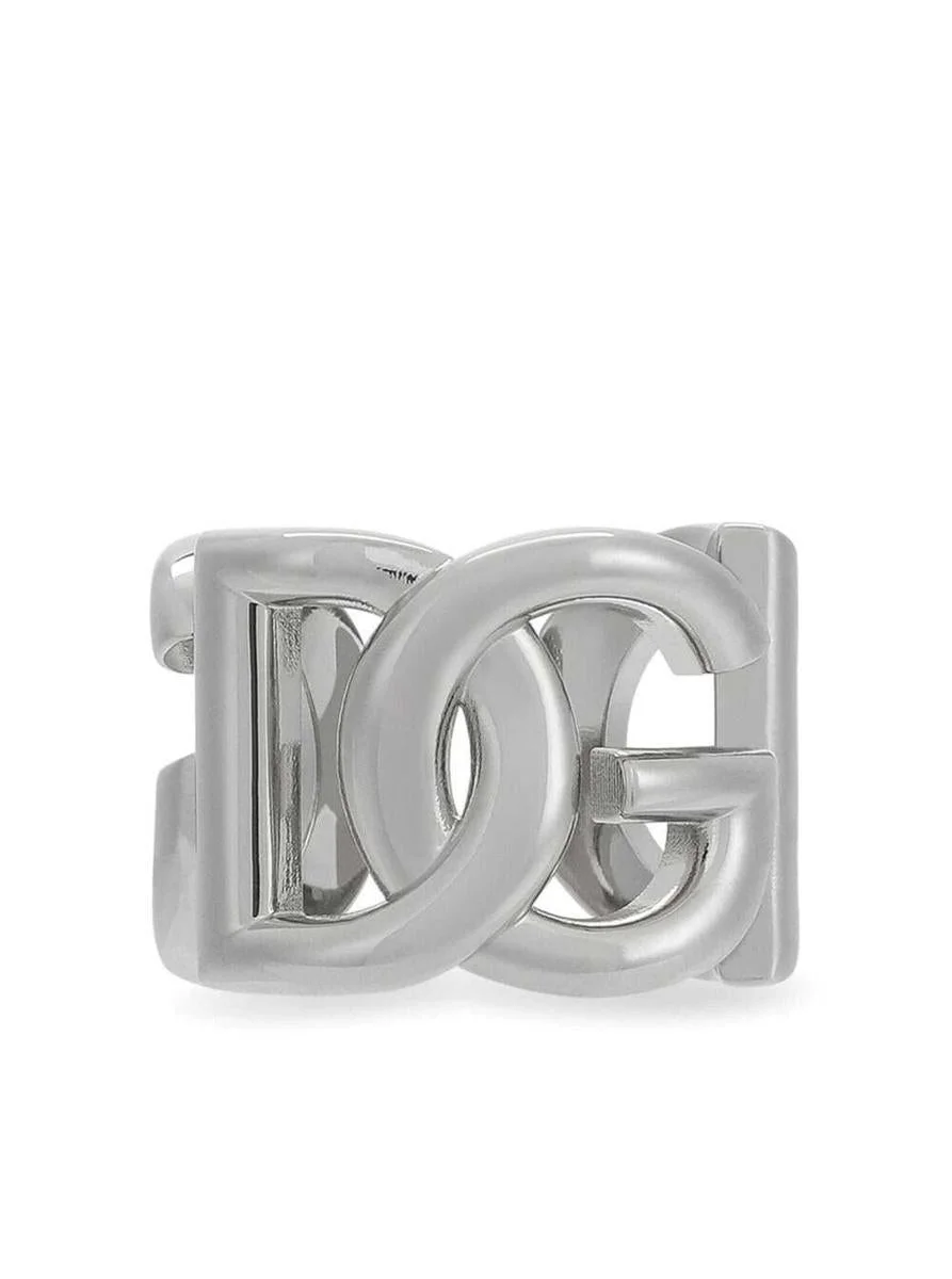 DOLCE & GABBANA SILVER-TONE CHUNKY LOGO RING IN BRASS MAN - 1