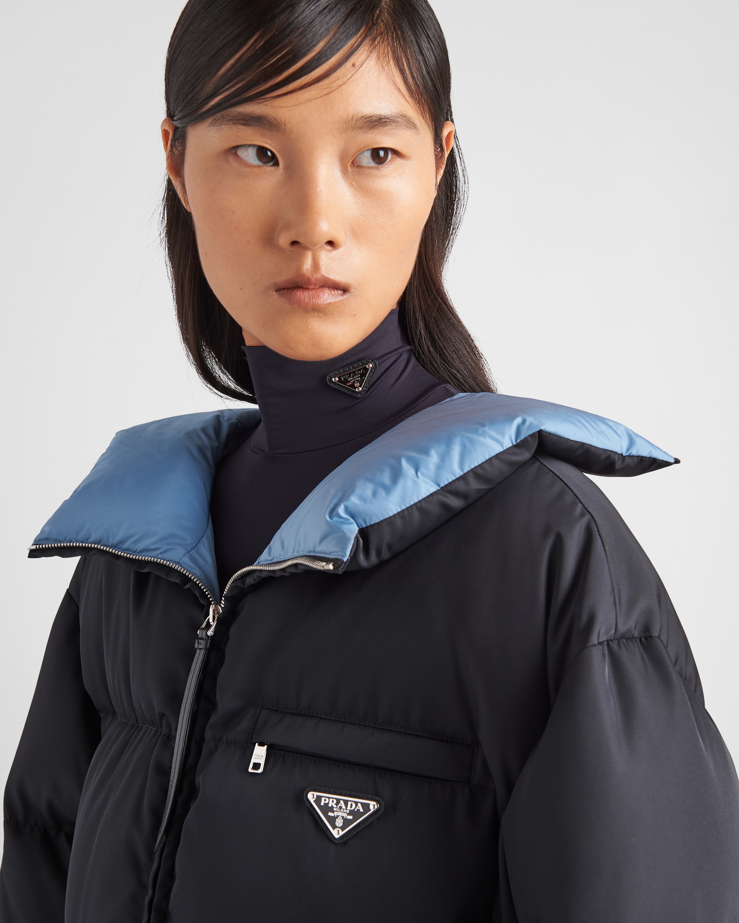 Re-Nylon Gabardine hooded down coat - 3