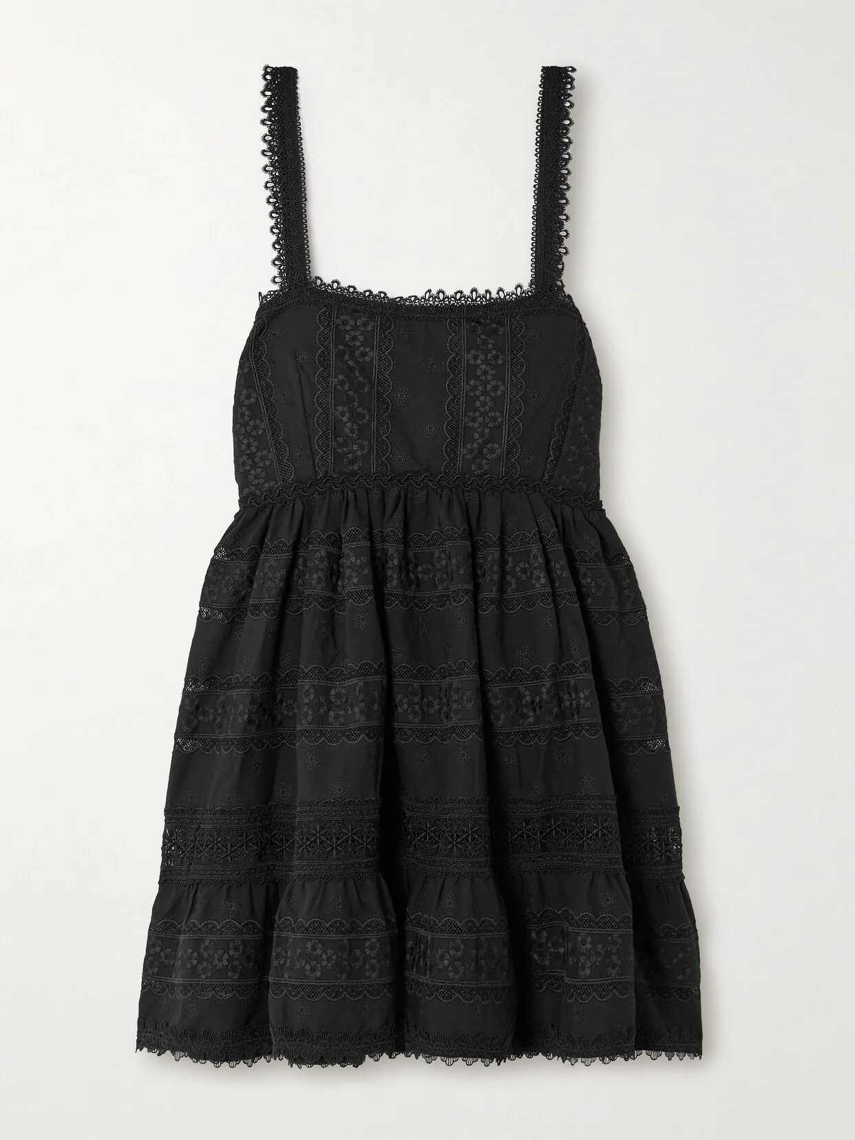 + Net Sustain Canela Lace-trimmed Cotton-blend Mini Dress - 1