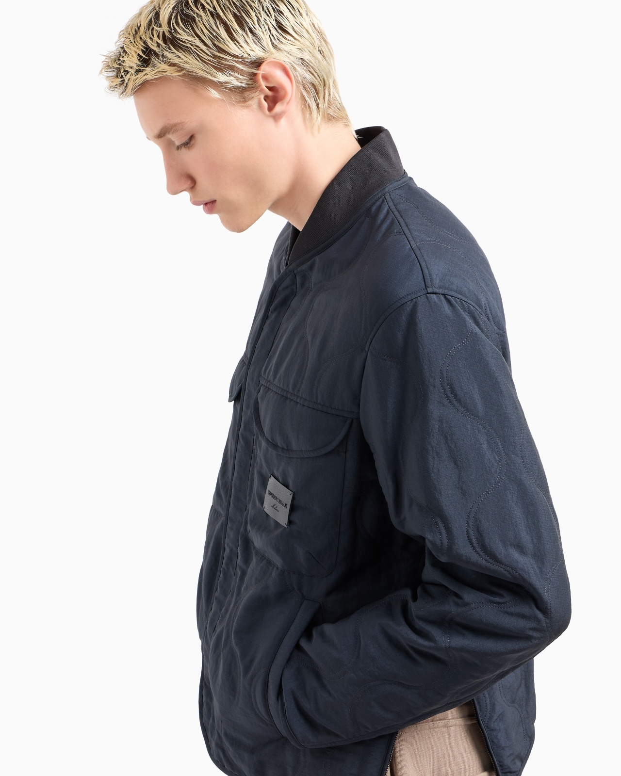TWO-TONE WAVE MOTIF QUILTED NYLON BLOUSON - 5