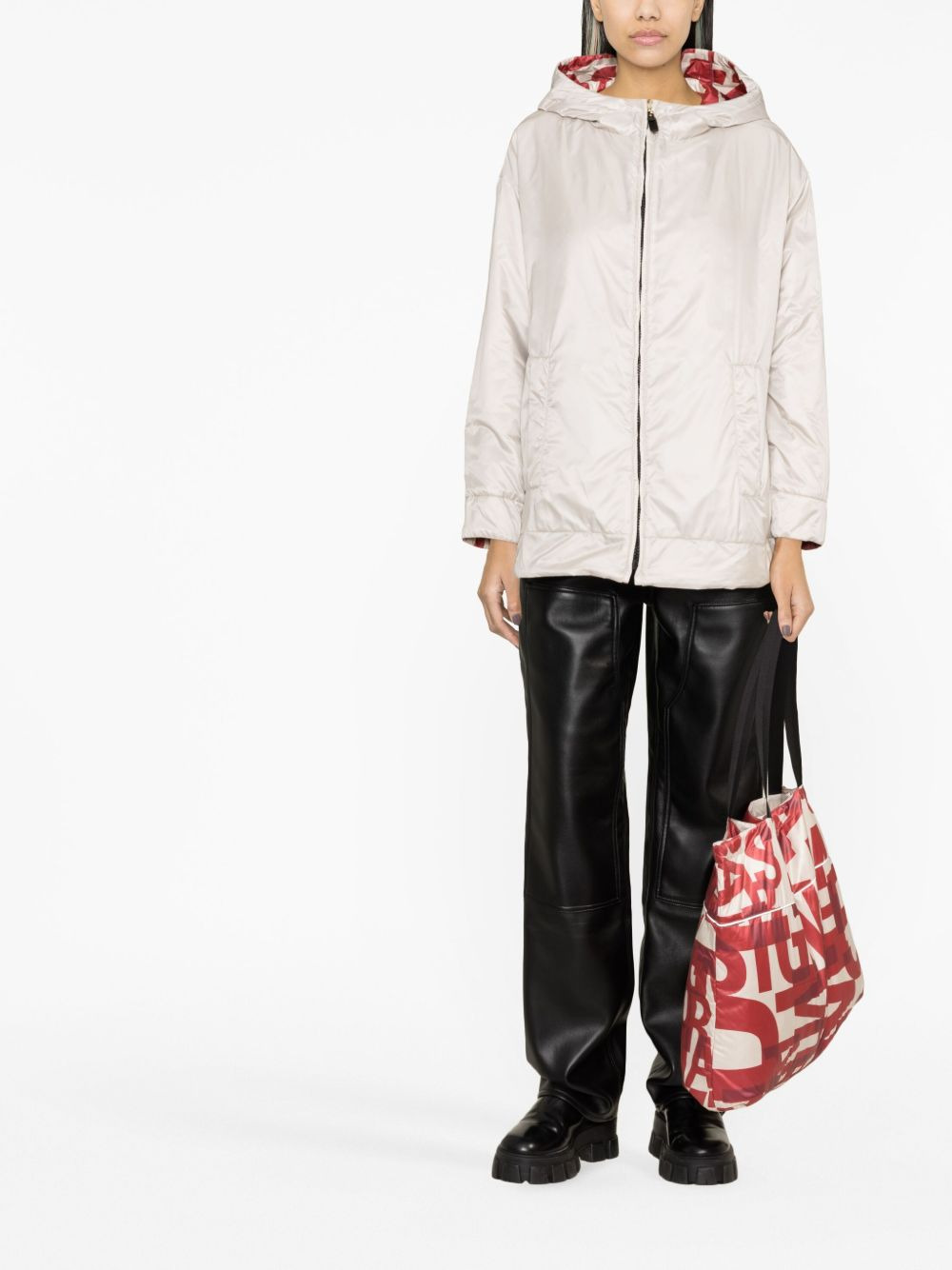 logo-print reversible hooded coat - 2