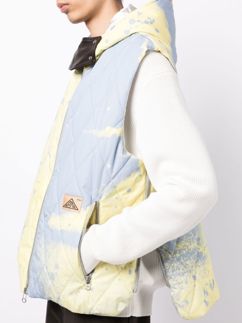abstract-print hooded gilet - 5