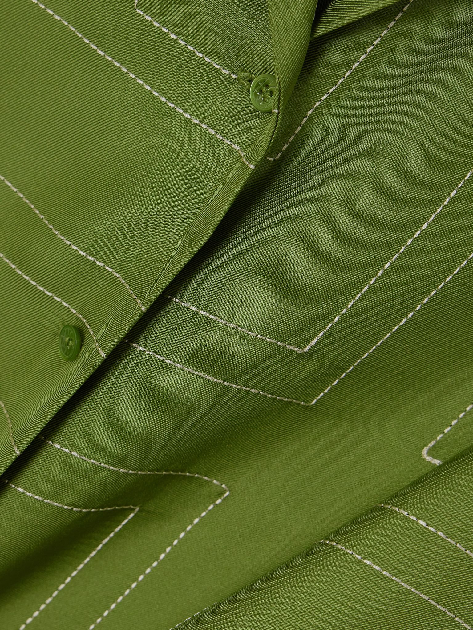 Embroidered silk-twill shirt Green - 4