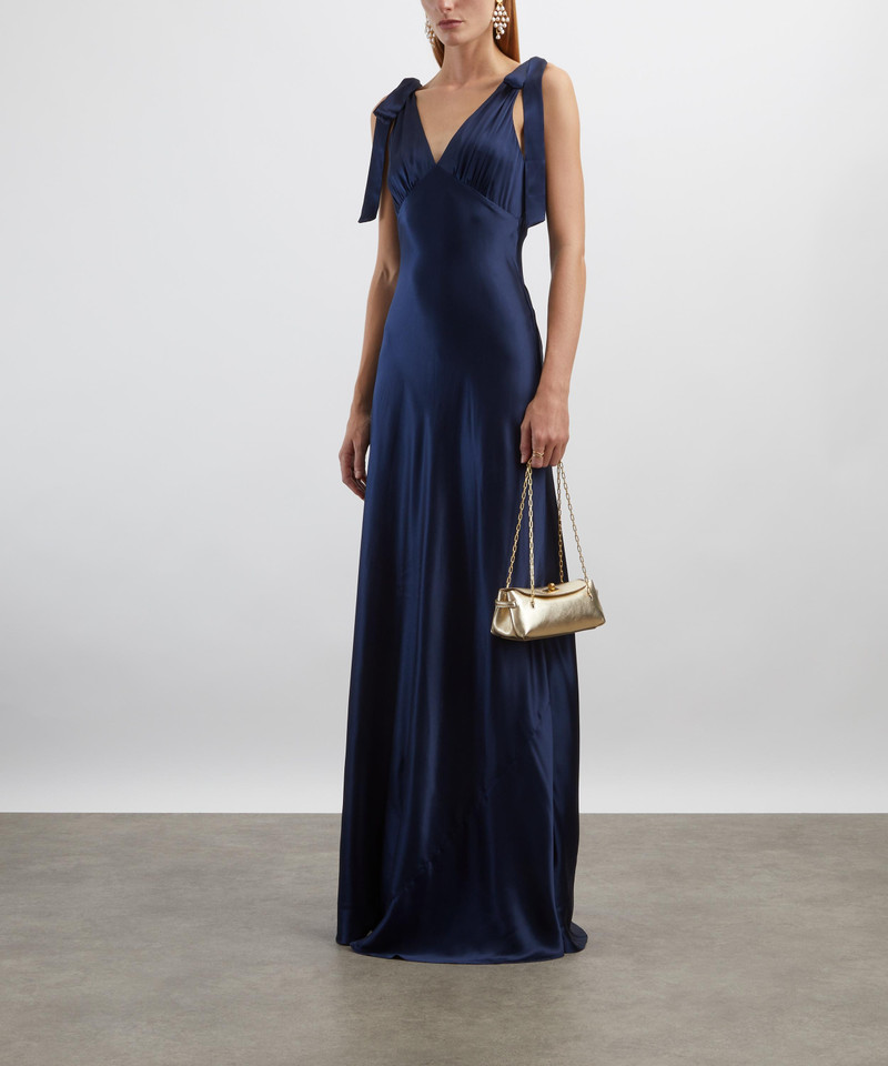 Pernille Navy Silk Maxi Dress 2