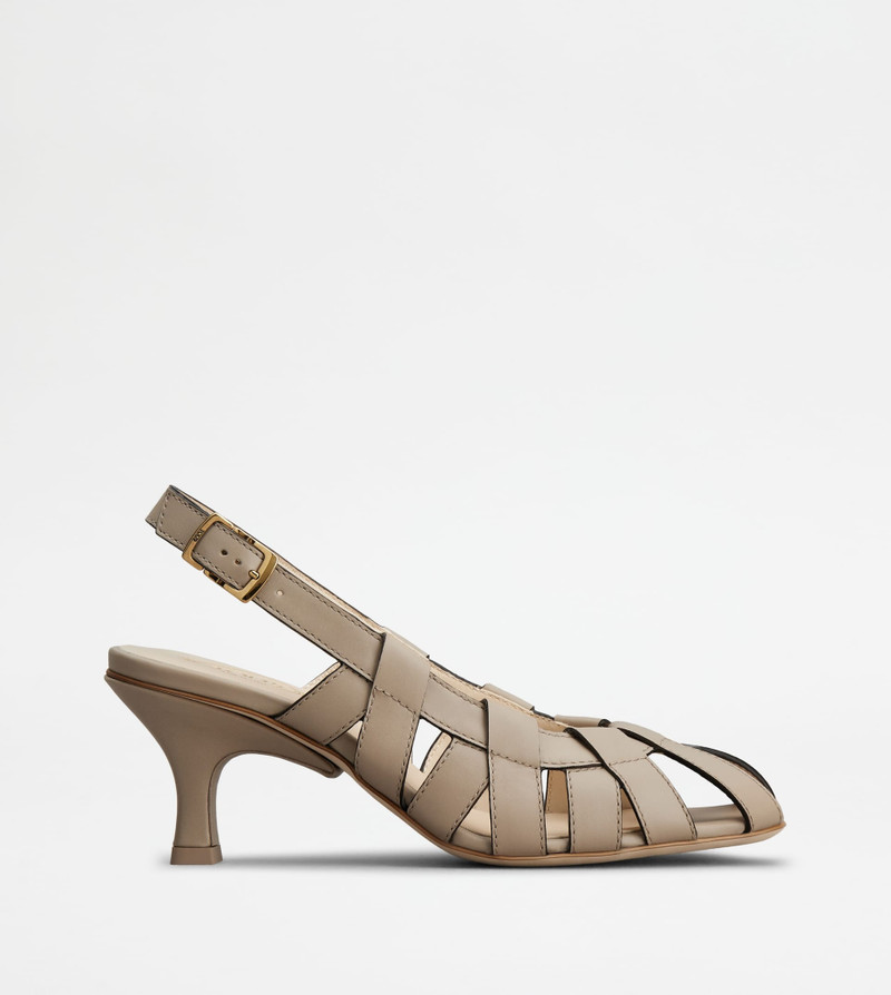 SLINGBACK PUMPS IN LEATHER - GREY 1