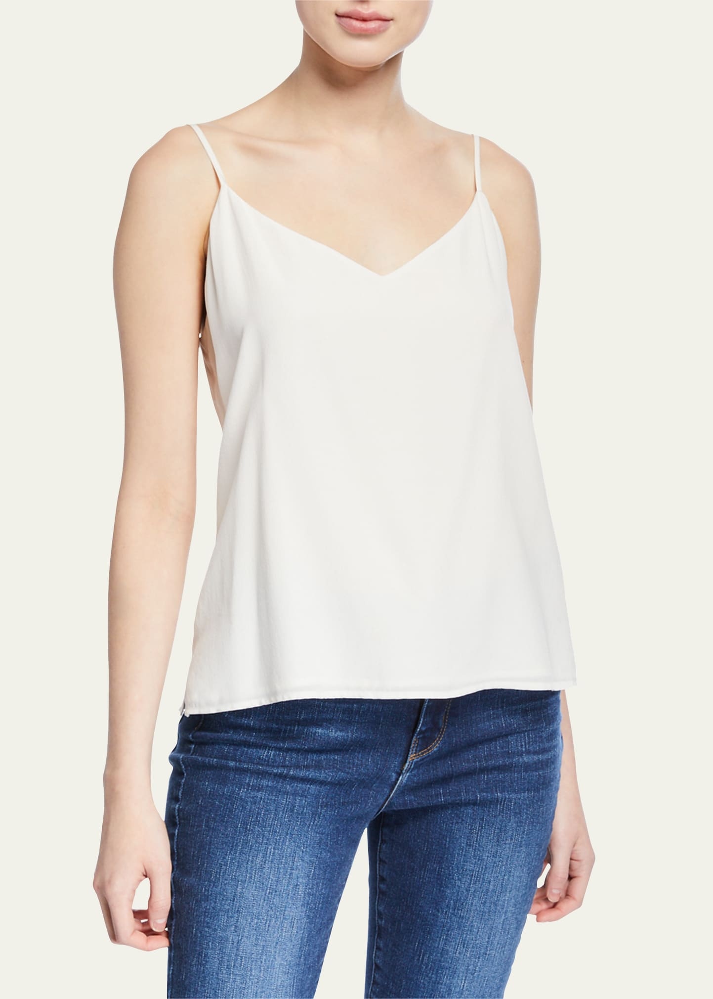 Jane V-Neck Spaghetti-Strap Silk Tank - 2