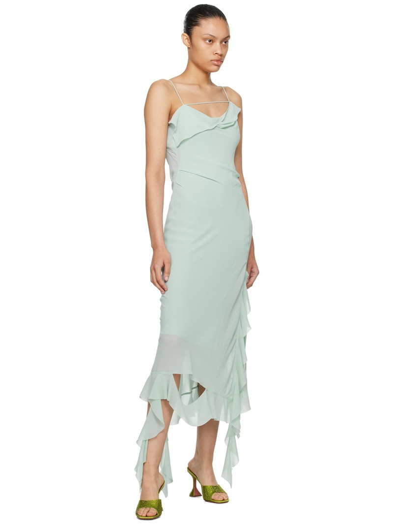 Amina Muaddi Green Lupita Crystal Heeled Sandals outlook