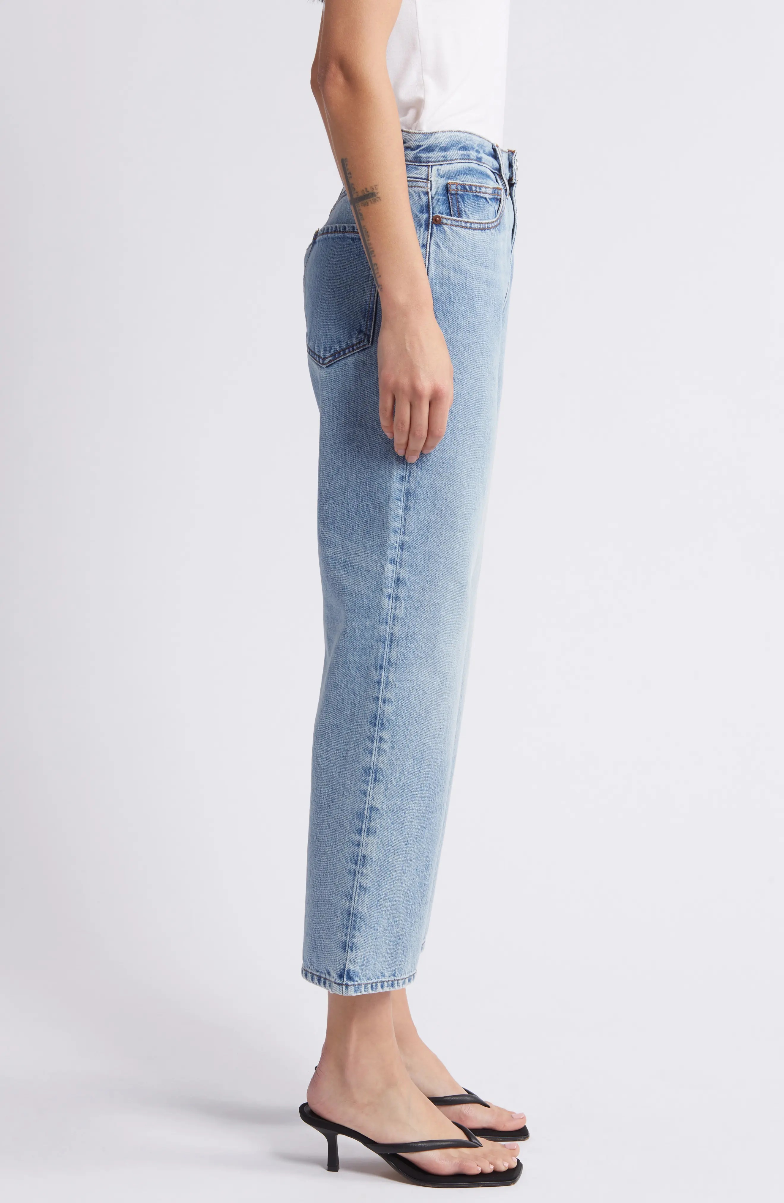 Le Jane Distressed Crop Straight Leg Jeans - 3