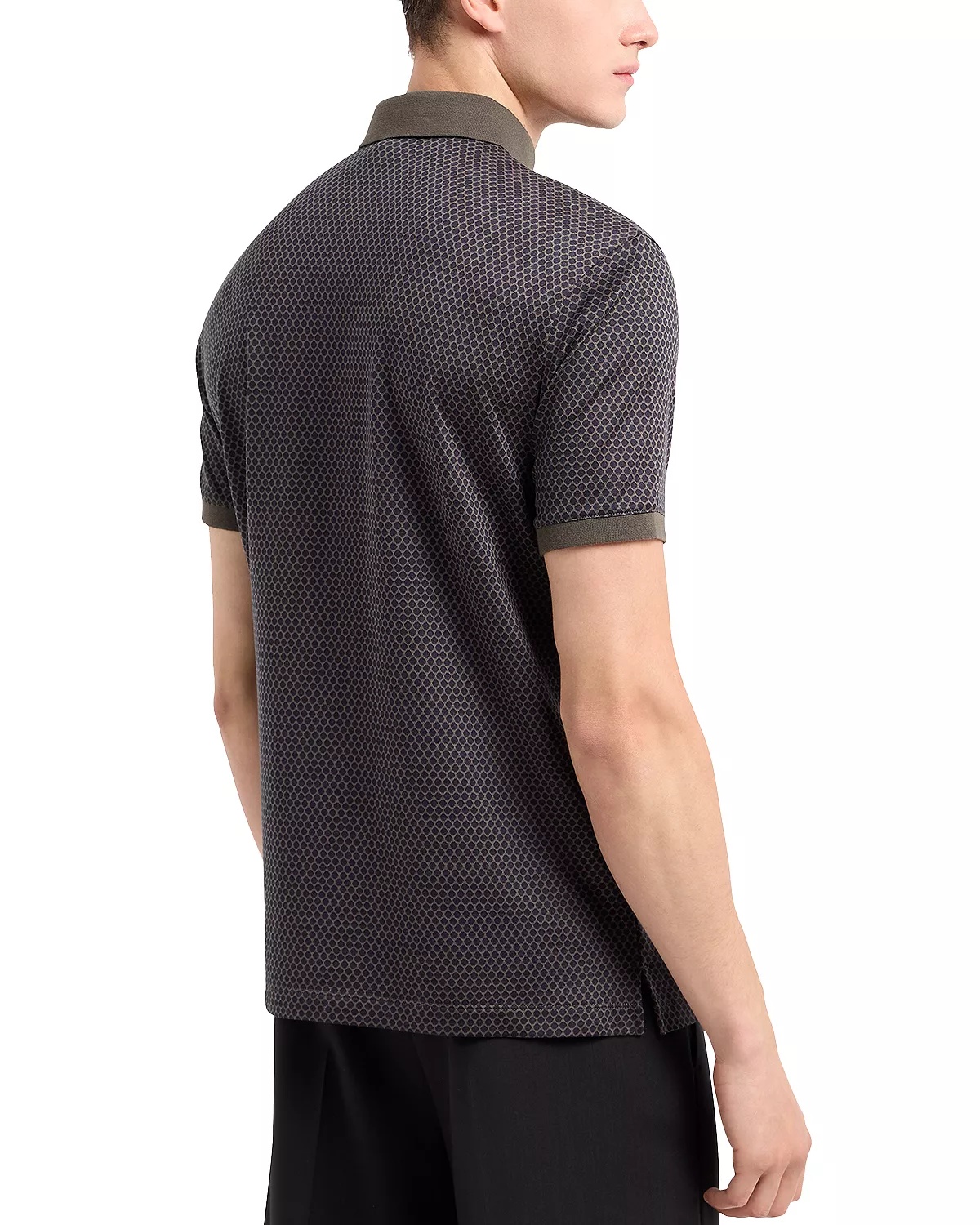 Cotton Jersey Hexagon Jacquard Regular Fit Polo Shirt - 3