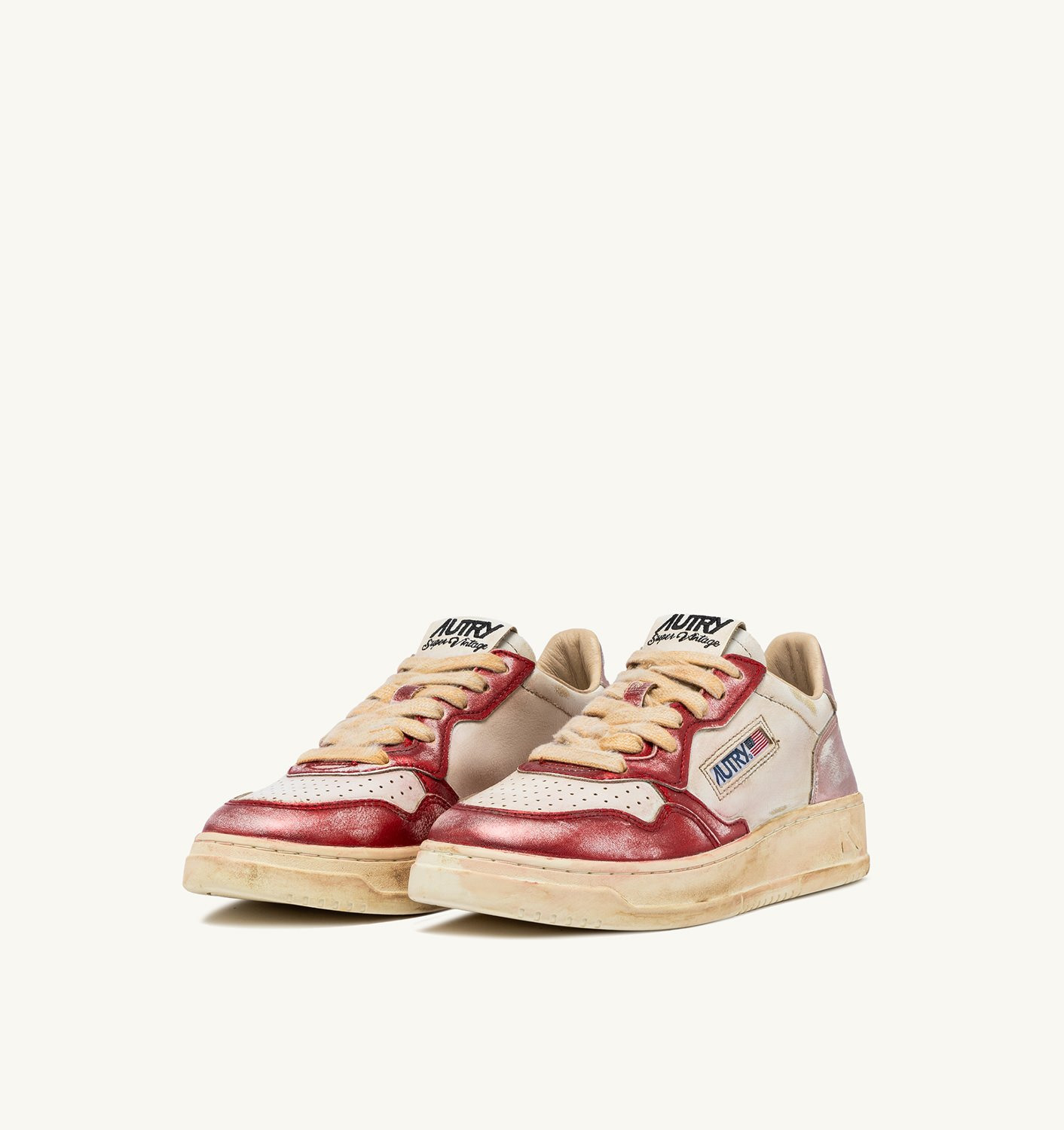 MEDALIST LOW SUPER VINTAGE SNEAKERS IN RED AND PINK BRUSHED LEATHER - 2