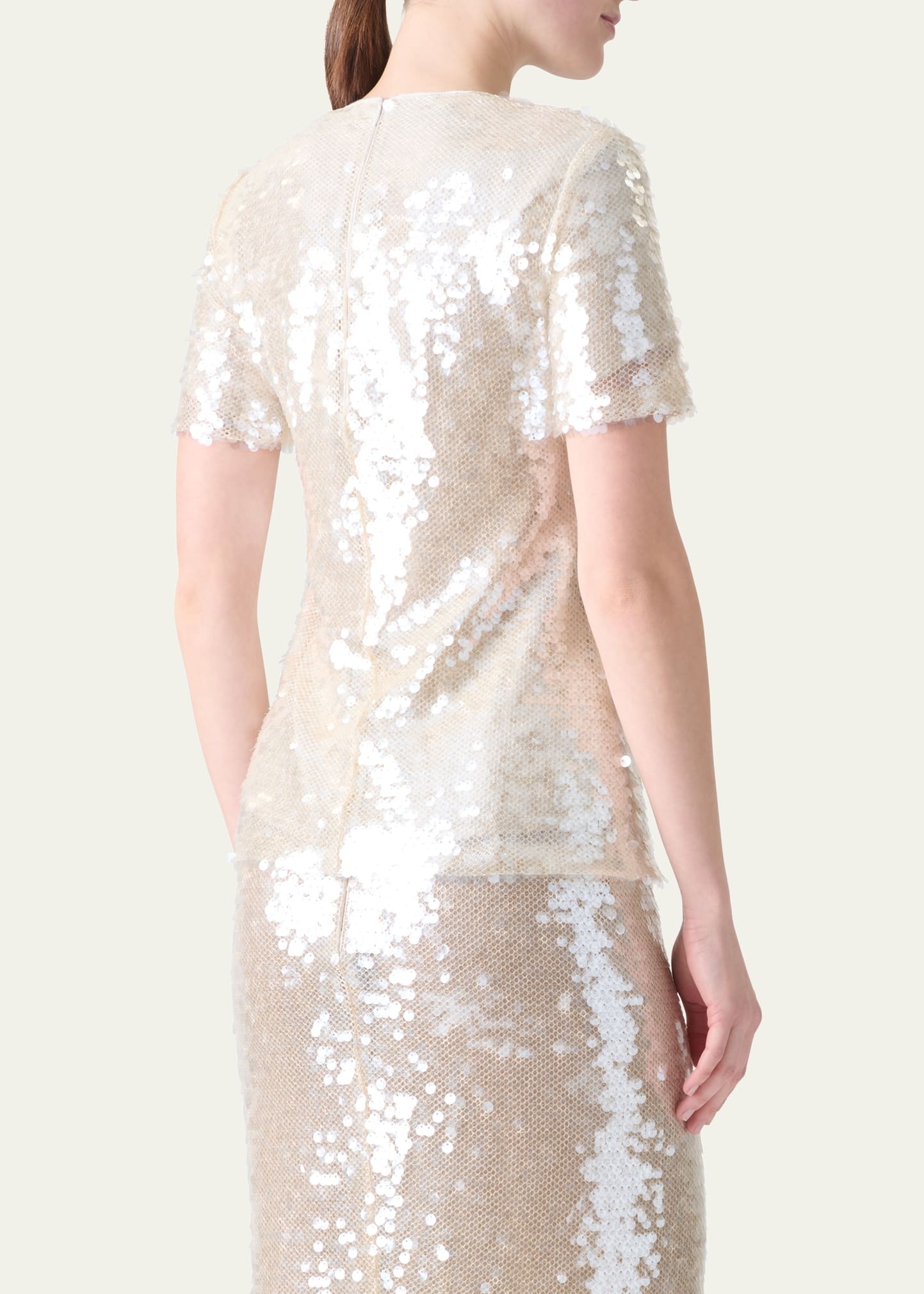 Sequined Sheer Shoulder Blouse - 3