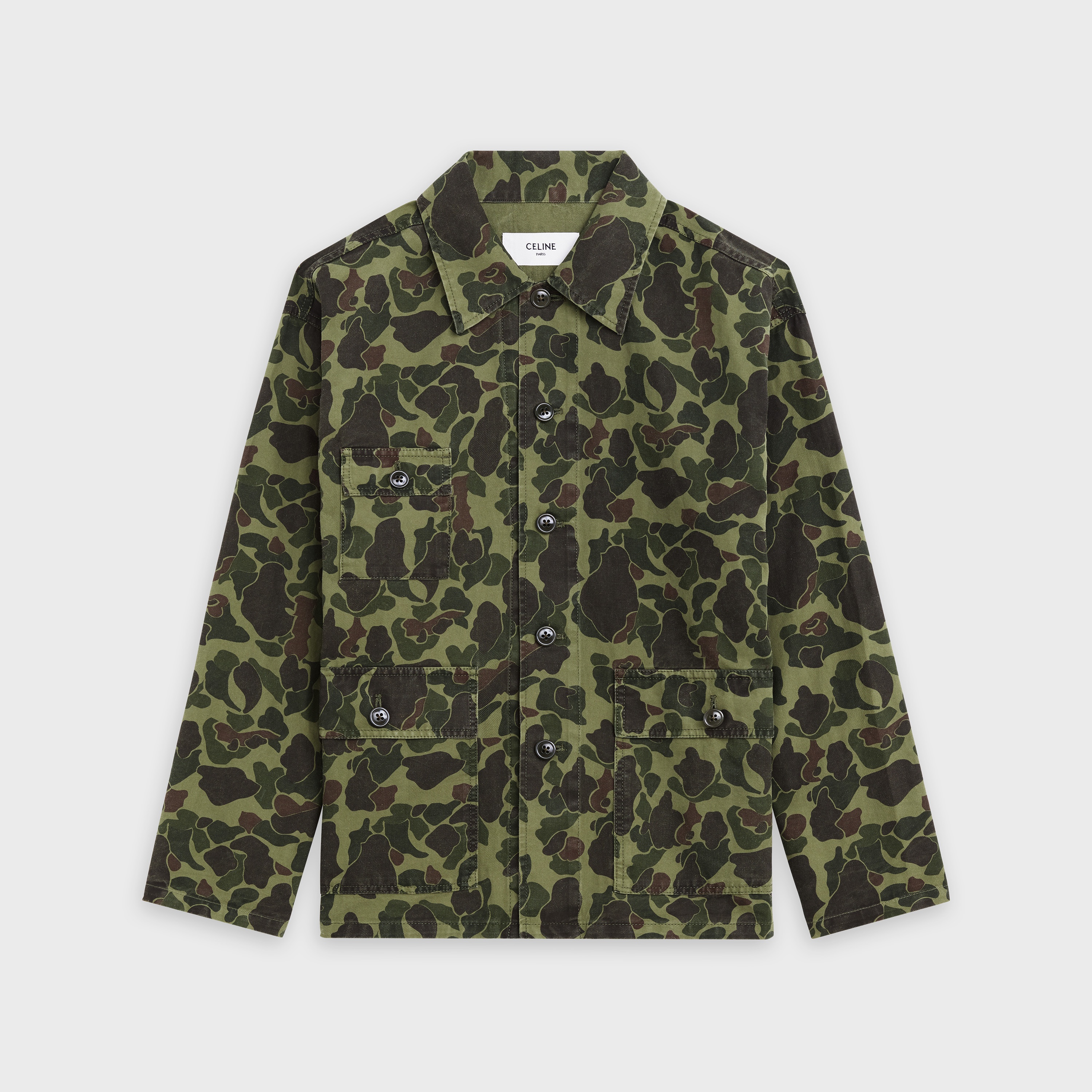 MILITARY OVERSHIRT IN PRINTED COTTON AND RAMIE - 1