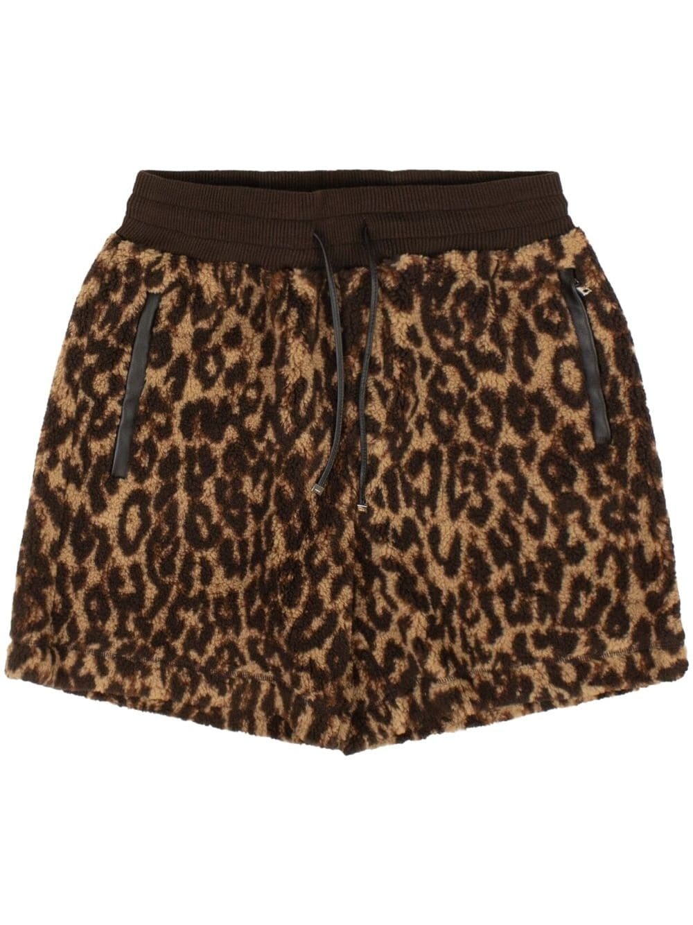 leopard-print fleece shorts - 1