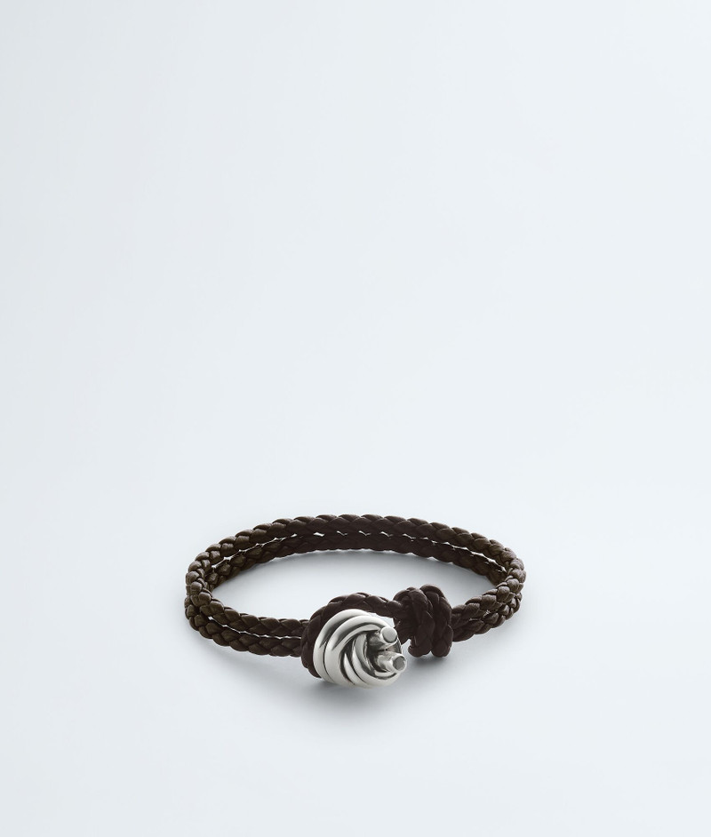 Bottega Veneta 브라운 Knot 가죽 팔찌 outlook