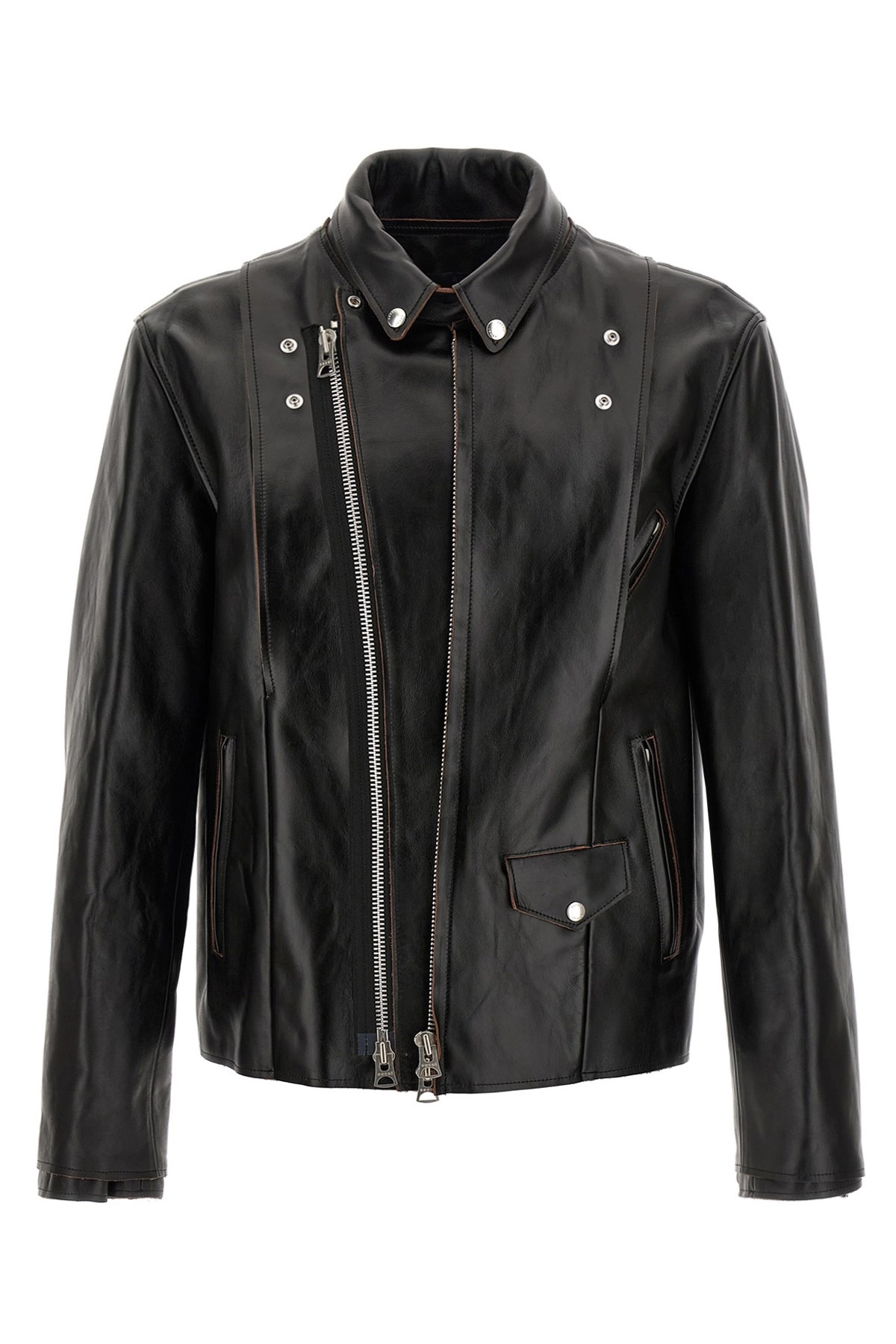 Leather biker jacket - 1