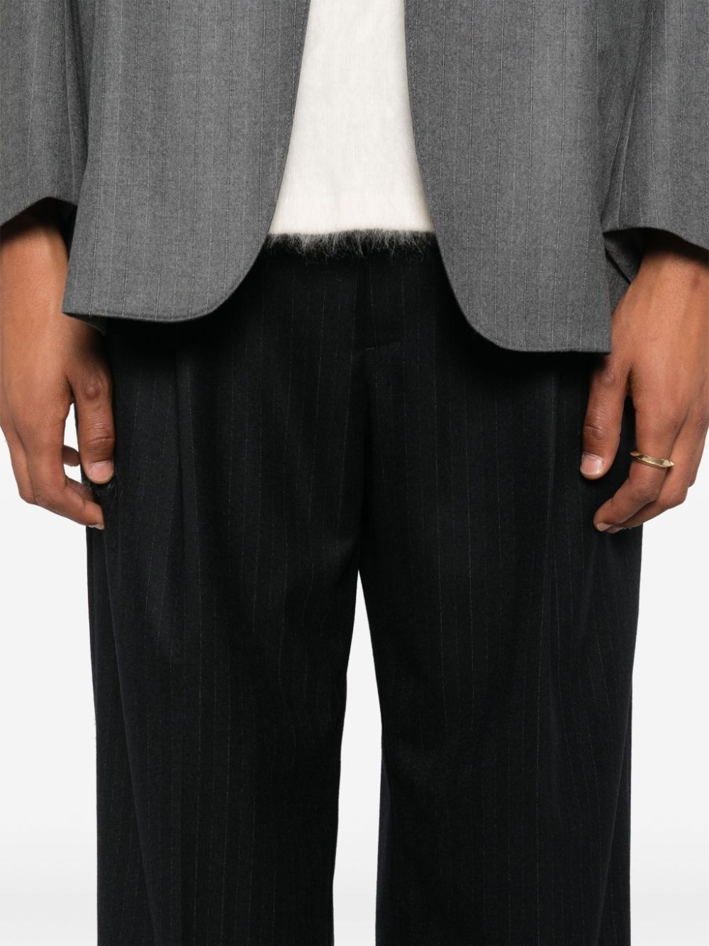 pinstriped flannel trousers - 5