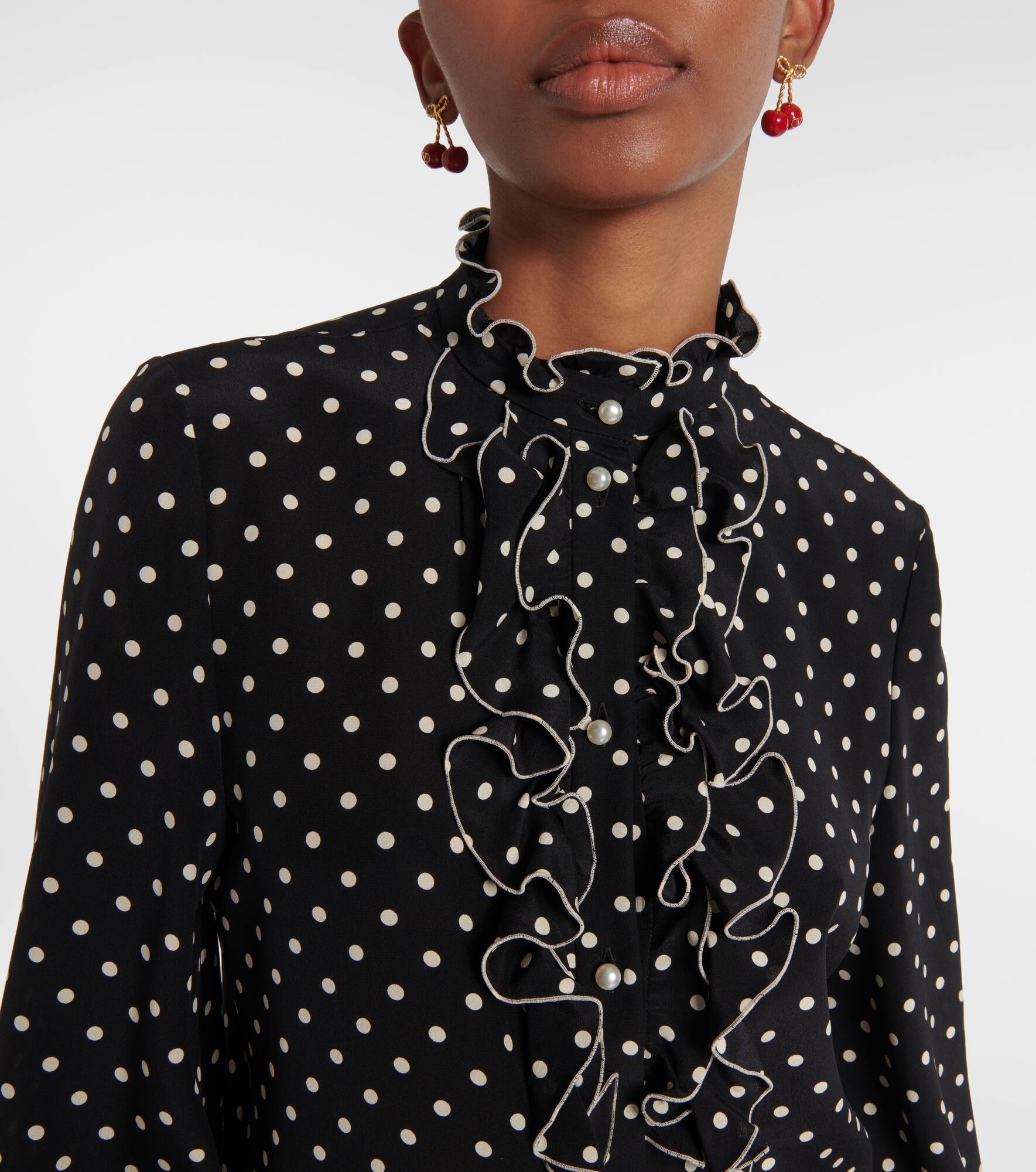 Polka-dot silk crêpe de chine blouse - 4
