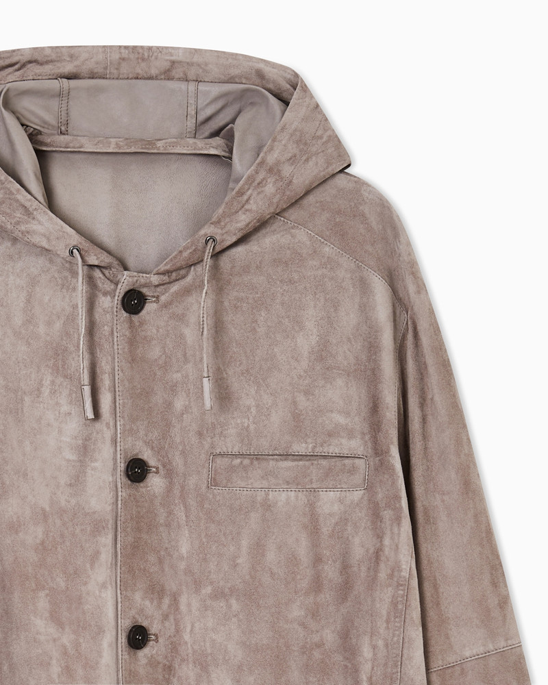 EMPORIO ARMANI HOODED BLOUSON IN GOATSKIN SUEDE outlook
