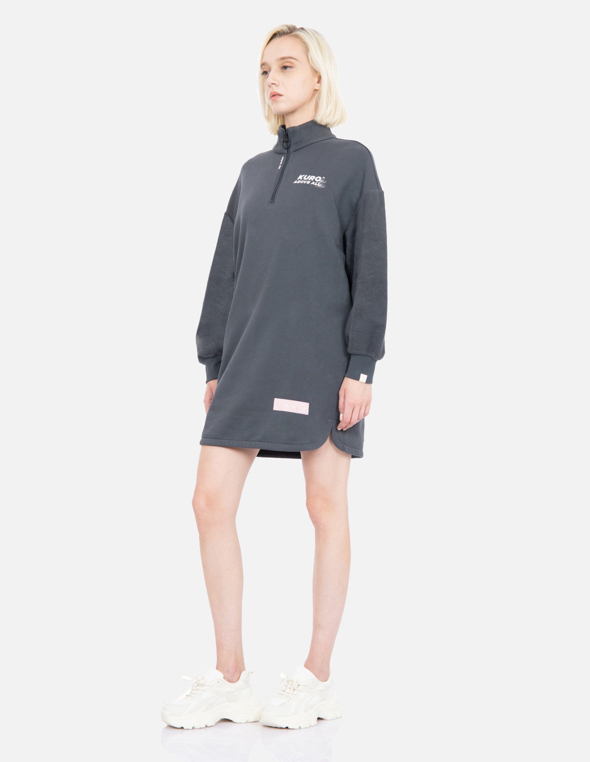 Slogan Print Turtle Neck Sweatdress - 4