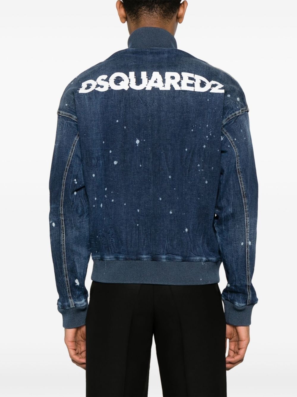 logo-print denim bomber - 4