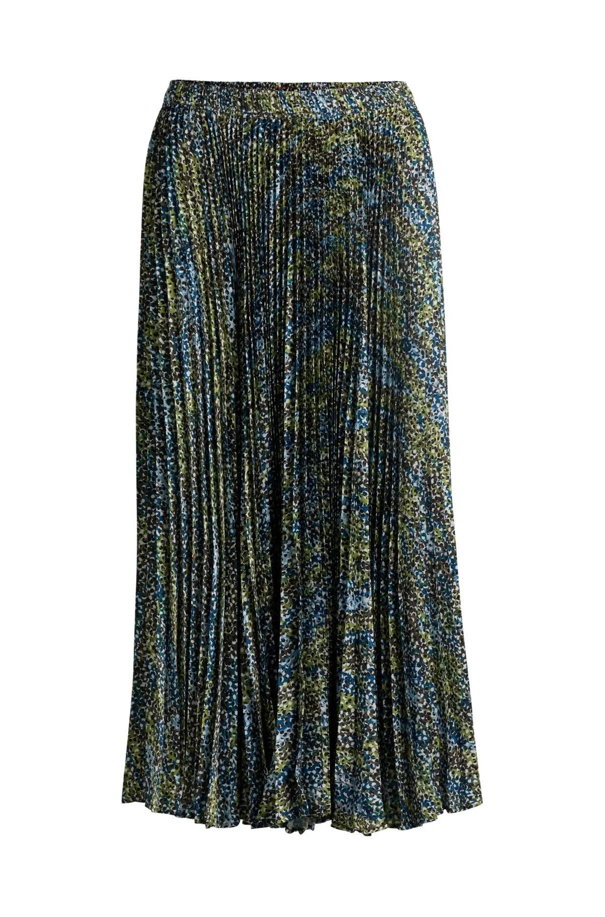 MIDI-LENGTH SKIRT IN PRINTED PLISSÉ SATIN - 1