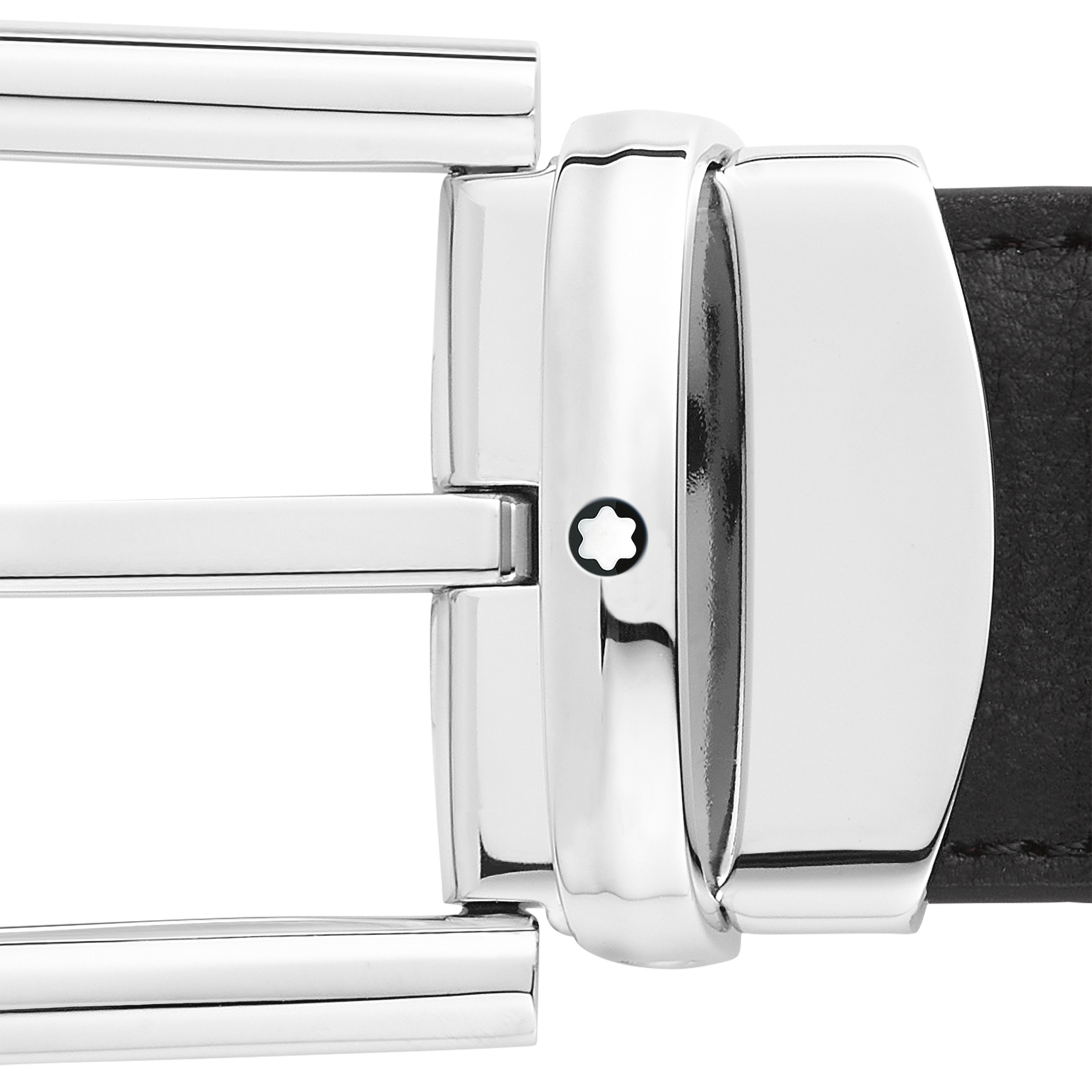 Horseshoe buckle black/blue 30 mm reversible leather belt - 3
