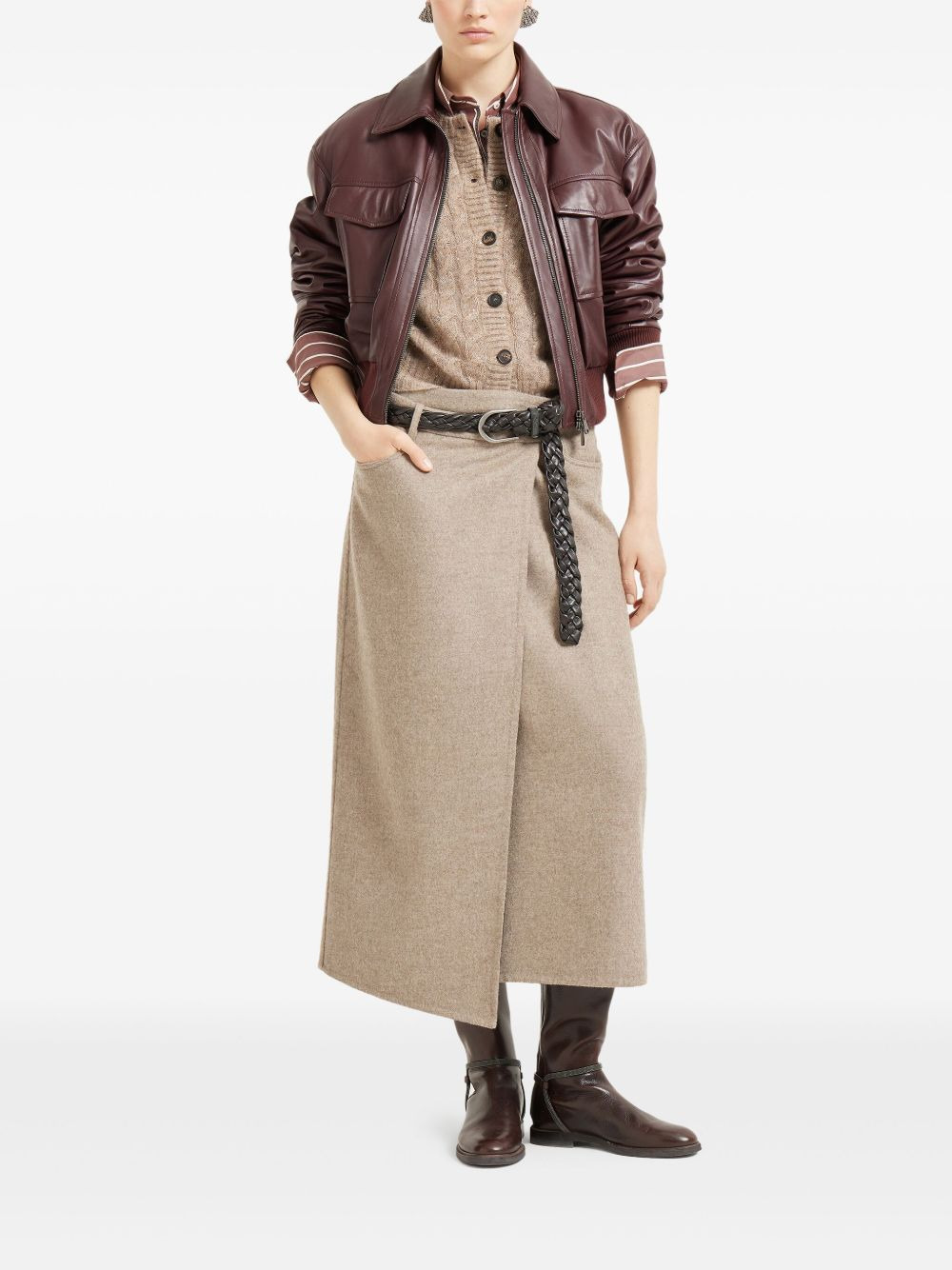 leather flap-pocket jacket - 2