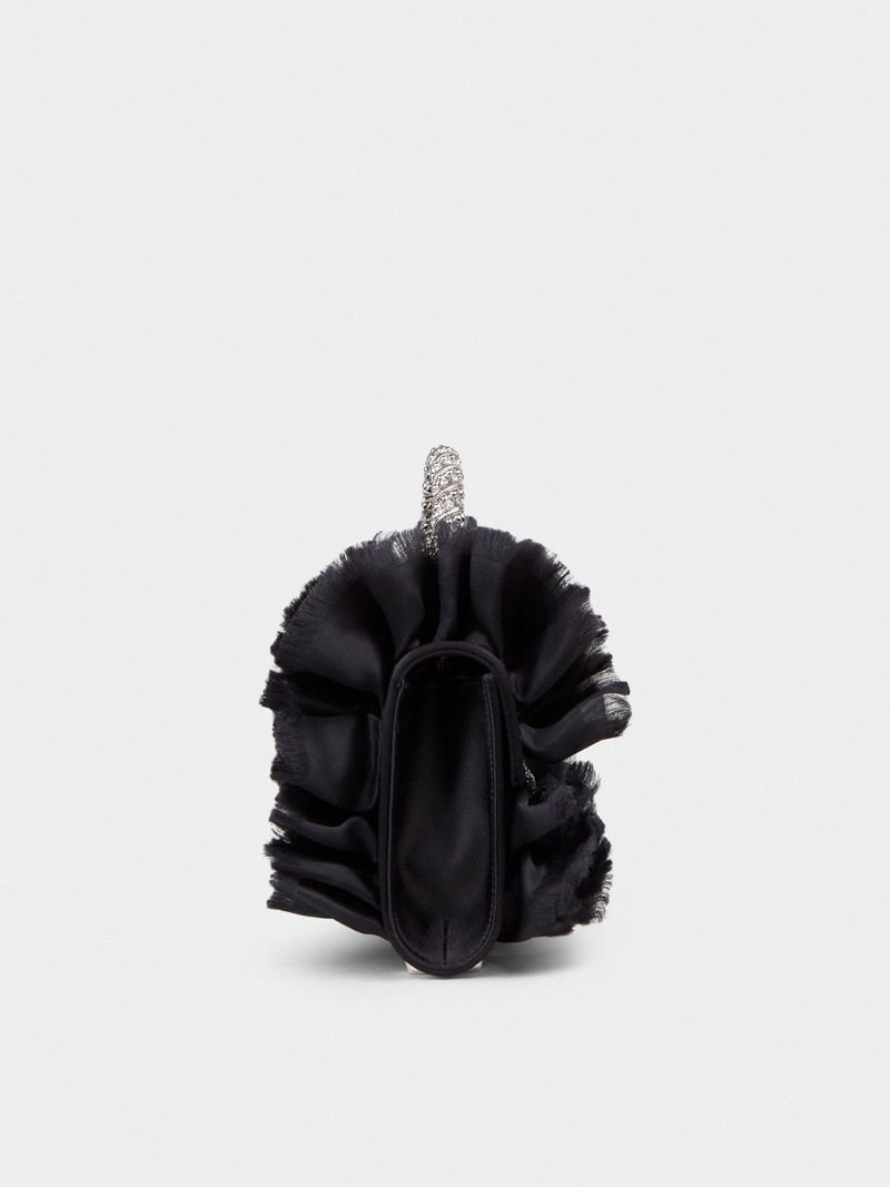 Rouches Jewel Mini Flower Strass Buckle Clutch Bag in Fabric 4