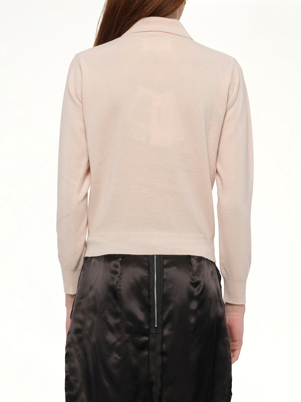 Lambswool Knit Polo in Pale Pink - 5
