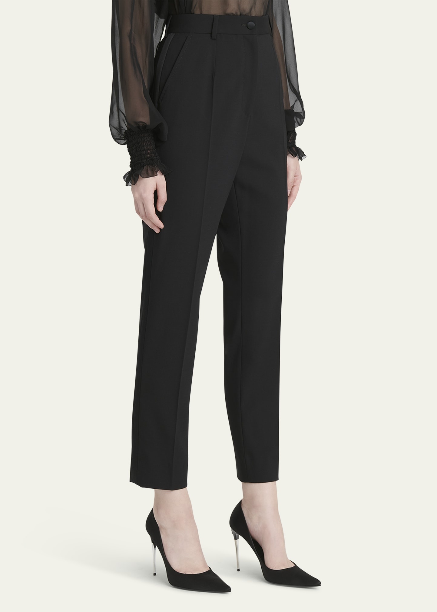 Cropped Straight-Leg Wool Pants - 4