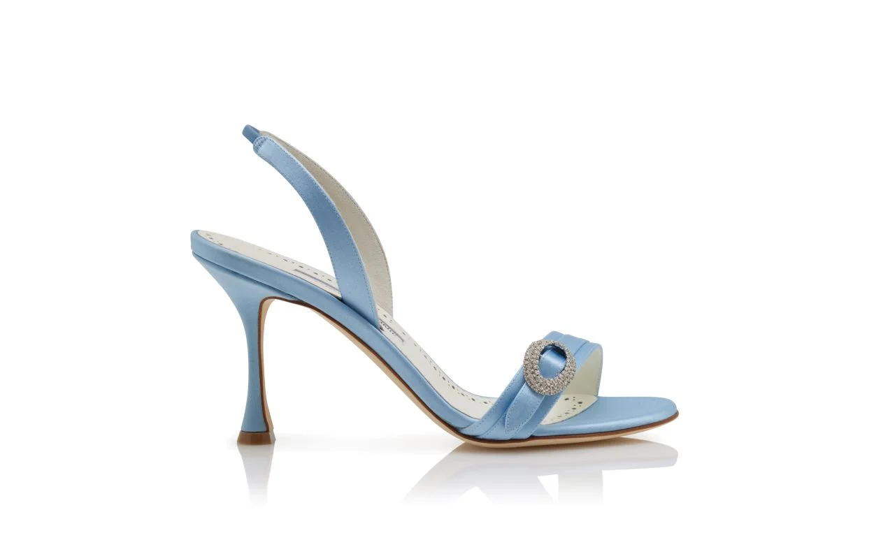 Light Blue Satin Slingback Sandals - 1